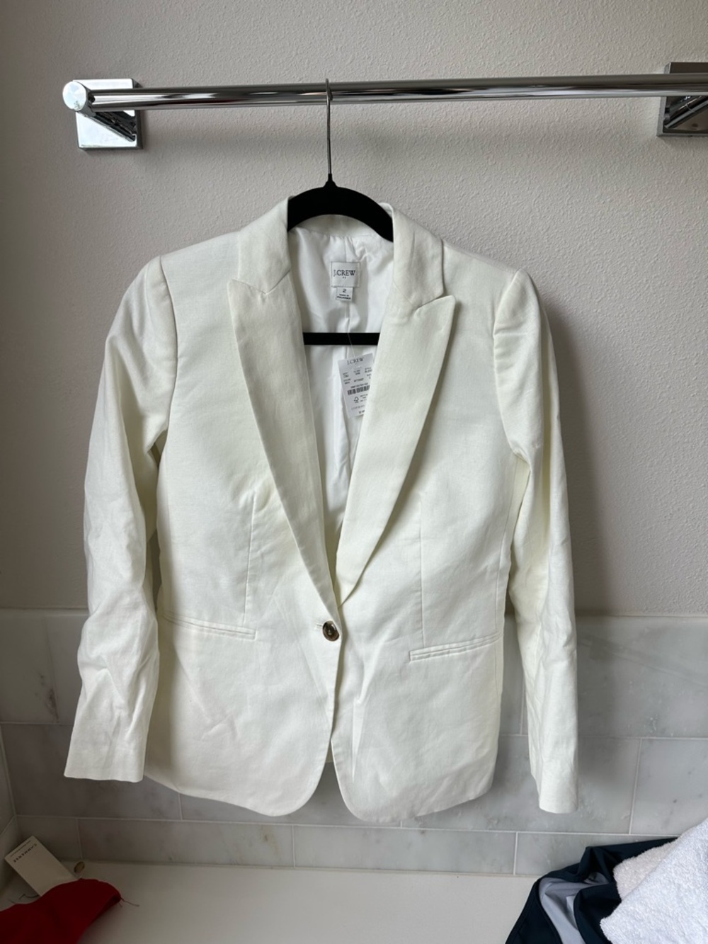 J. Crew Cream Single-Button Notch Lapel Blazer